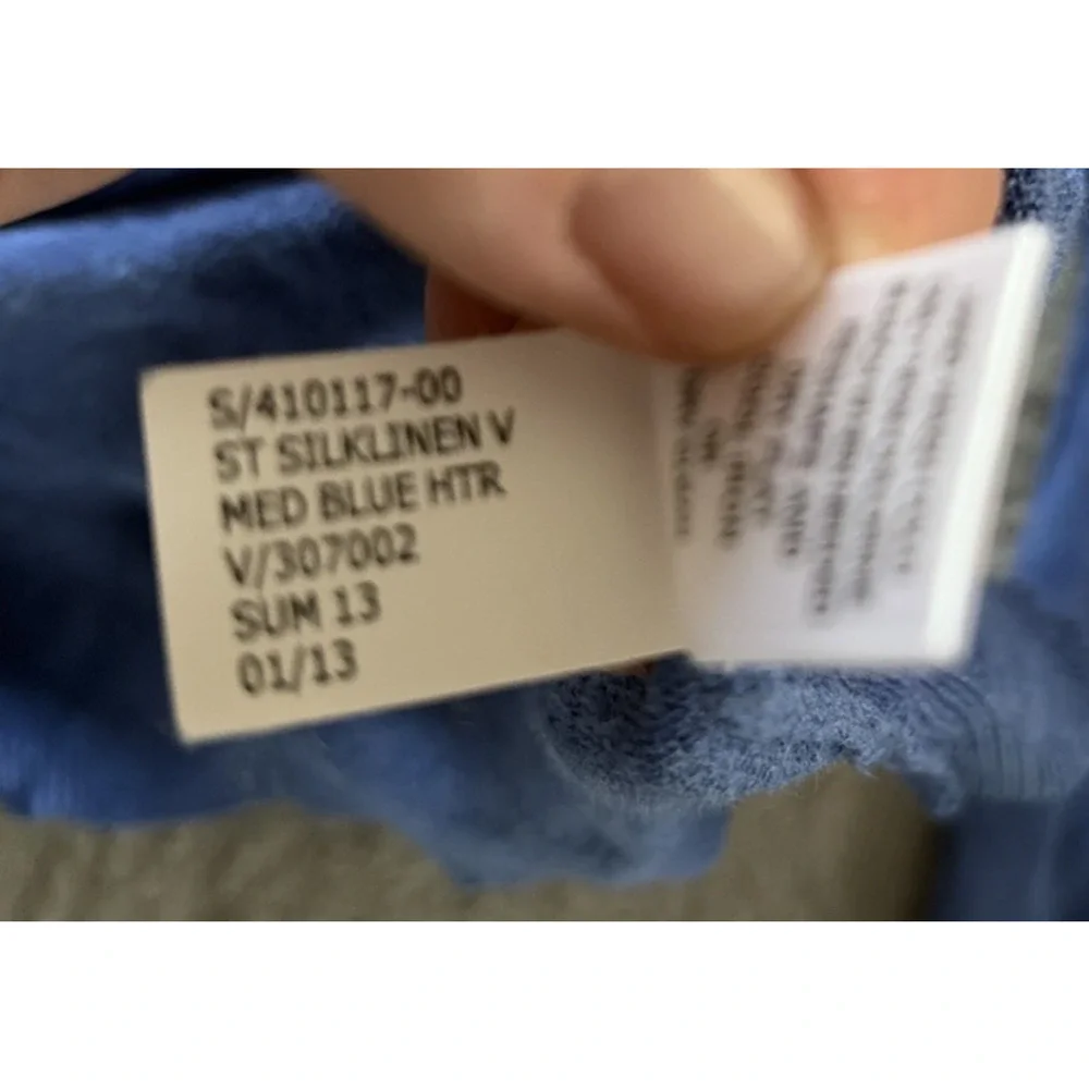 Banana Republic Mens Blue V-Neck Sweater XL Silk Linen Knit Preppy Quiet Luxury